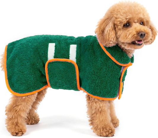 Dog Bathrobe, Super Absorbent for Small to Large Dogs, Green S